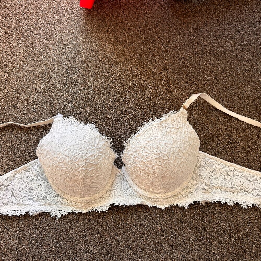 Aerie White Lace Push Up Bra